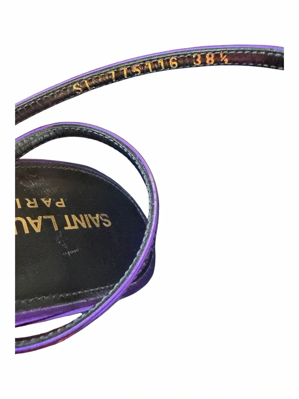 Saint Laurent Kitty 75 Metallic Plum Violet Sandals Heels 38.5 NIB - Picture 10 of 14